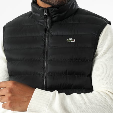 Lacoste - Abrigo sin mangas Logo Cocodrilo Bordado Negro