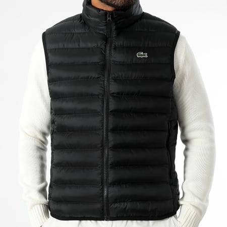 Lacoste - Abrigo sin mangas Logo Cocodrilo Bordado Negro