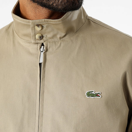 Lacoste - Giacca con zip ricamata in coccodrillo beige