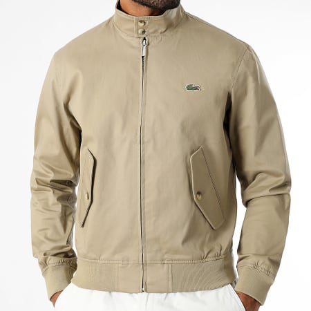 Lacoste - Chaqueta con cremallera y logotipo bordado en cocodrilo beige