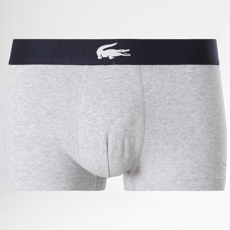 Lacoste - Lot De 3 Boxers Logo Crocodile Bleu Marine Gris CHiné