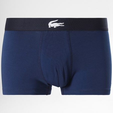 Lacoste - Lot De 3 Boxers Logo Crocodile Bleu Marine Gris CHiné