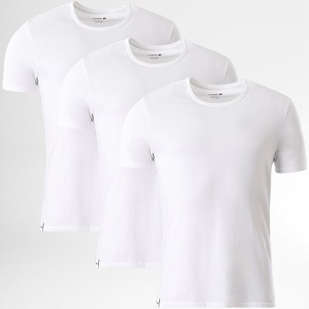 Lacoste - Lot De 3 Tee-Shirts Logo Brodé Crocodile Blanc