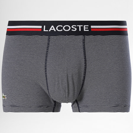 Lacoste - Lot De 3 Boxers Logo Brodé Crocodile Blanc Bleu Marine