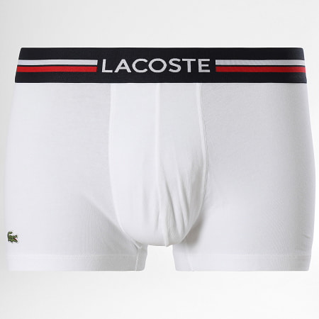 Lacoste - Lot De 3 Boxers Logo Brodé Crocodile Blanc Bleu Marine