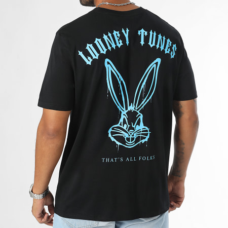 Looney Tunes - Tee Shirt Oversized Groot Bugs Bunny Wereldwijd Rugspray Zwart Blauw