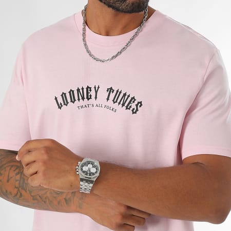 Looney Tunes - Tee Shirt Oversized Groot Bugs Bunny Wereldwijd Rugspray Roze Zwart