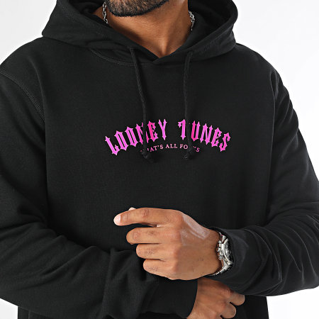 Looney Tunes - Bugs Bunny Worldwide Backspray Hoodie Zwart Roze Fluo