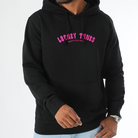 Looney Tunes - Bugs Bunny Worldwide Backspray Felpa con cappuccio nero rosa fluo