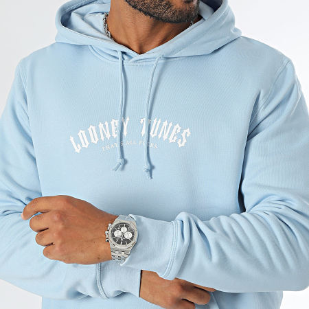 Looney Tunes - Sudadera con capucha Bugs Bunny Worldwide Backspray Azul claro Blanco