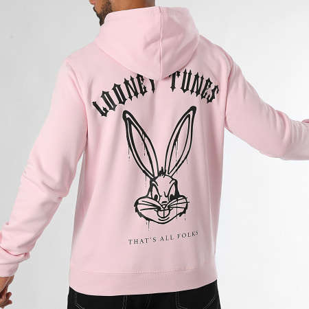 Looney Tunes - Sudadera con capucha Bugs Bunny Worldwide Backspray Rosa Negro