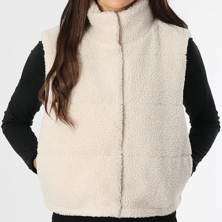 Only Veste Sherpa Zippée Sans Manches Femme Sandra Beige Clair