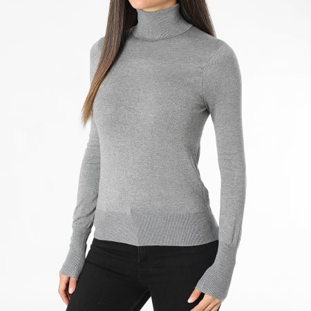 Only - Pull Col Roulé Femme Venice Life Gris Chiné
