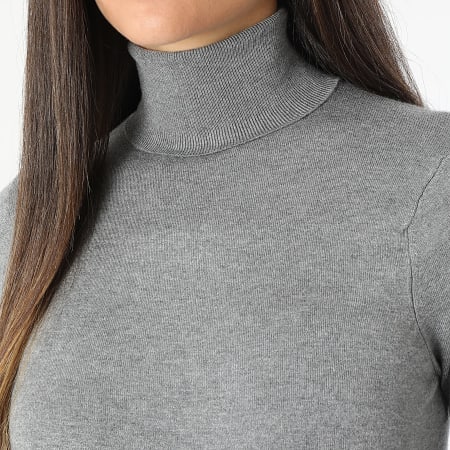 Only - Pull Col Roulé Femme Venice Life Gris Chiné