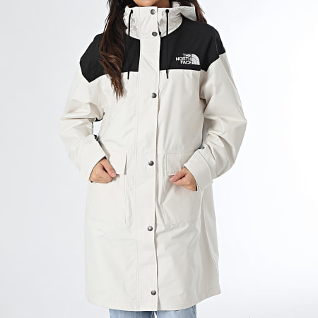 The North Face - Cortaviento largo para mujer Reign On A8BCJ Ecru Black