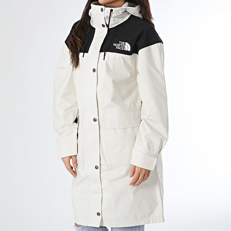 The North Face - Cortaviento largo para mujer Reign On A8BCJ Ecru Black