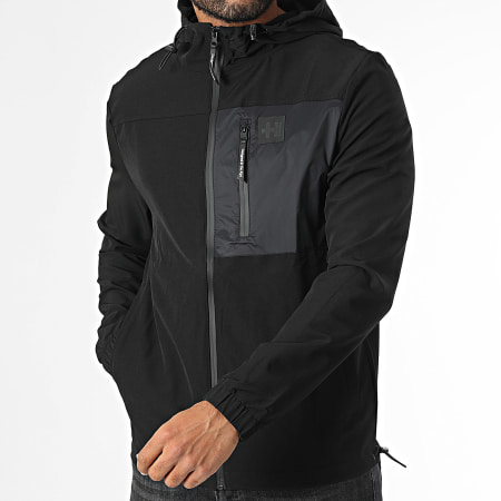 Helvetica - Chaqueta Saturn negra con capucha y cremallera