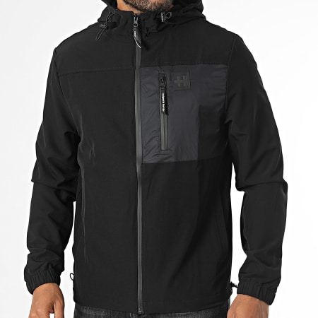 Helvetica - Chaqueta Saturn negra con capucha y cremallera