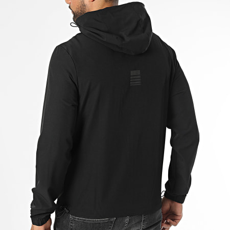 Helvetica - Chaqueta Saturn negra con capucha y cremallera