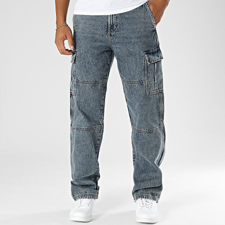 Jack And Jones - Eddie Blauwe Denim Loszittende Cargo Jeans