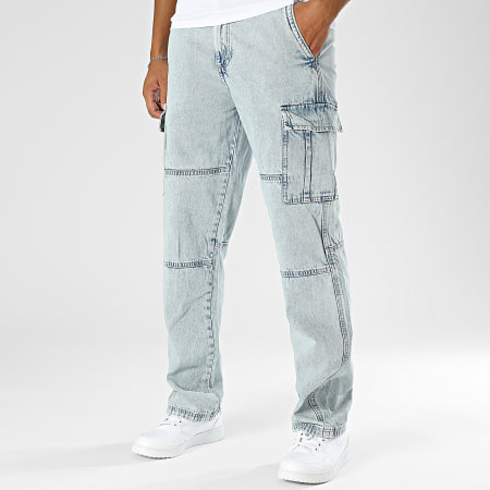 Jack And Jones - Eddie Blue Wash Losse Cargo Jeans