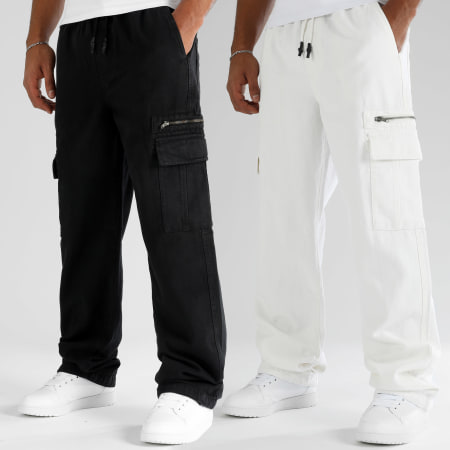 LBO - Lot De 2 Pantalons Cargo Cotton Canvas 0513 0512 Noir Blanc
