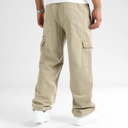 LBO - Lote de 2 pantalones cargo de lona de algodón 0513 0514 Negro Beige