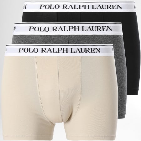 Polo Ralph Lauren - Set van 3 Beige Antraciet Heather Zwarte Boxershorts