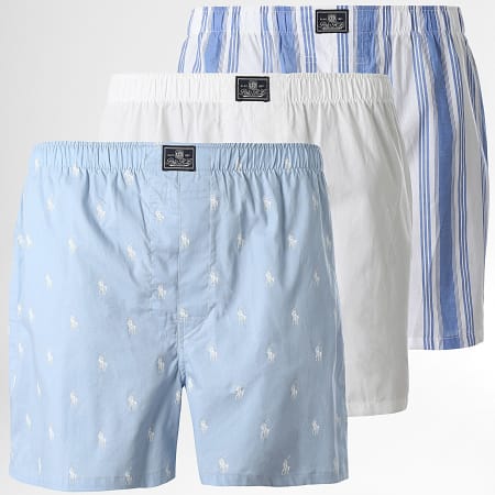 Polo Ralph Lauren - Set di 3 boxer bianchi e azzurri