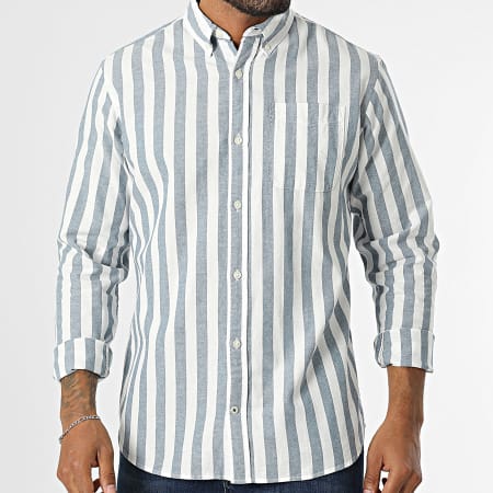 Produkt - Camisa de manga larga Keith Oxford White Navy Heather