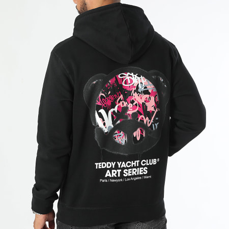 Teddy Yacht Club - Art Series Hoofd Roze Hoodie Zwart