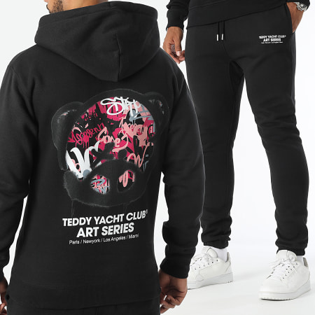 Teddy Yacht Club - Conjunto de sudadera con capucha y pantalón de chándal rosa Art Series Negro