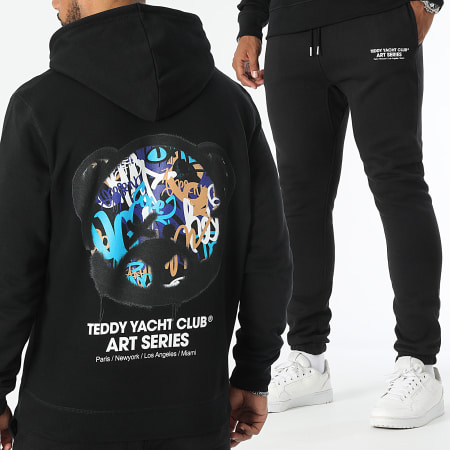 Teddy Yacht Club - Conjunto de sudadera con capucha y pantalón de chándal azul Art Series Negro