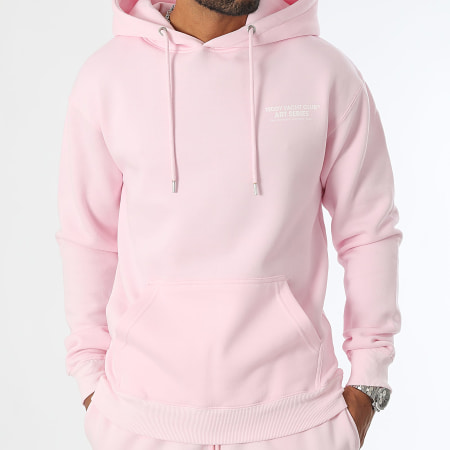 Teddy Yacht Club - Set felpa con cappuccio e pantaloni da jogging rosa della serie Art Head