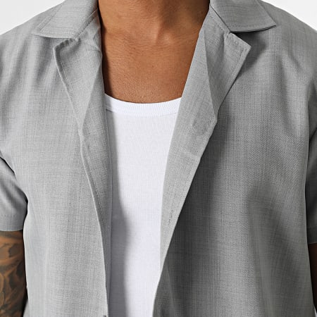 Zelys Paris - Ensemble Chemise Manches Courtes Et Pantalon Gris Chiné
