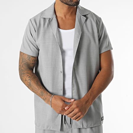 Zelys Paris - Ensemble Chemise Manches Courtes Et Pantalon Gris Chiné