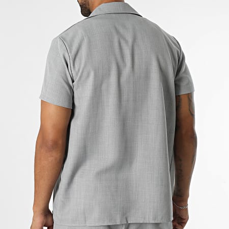 Zelys Paris - Ensemble Chemise Manches Courtes Et Pantalon Gris Chiné
