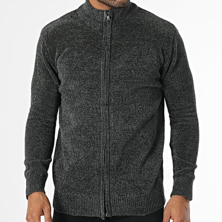 KZR - Gilet Zippé Gris Anthracite Chiné