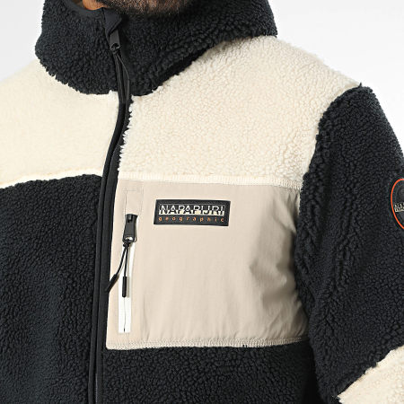 Napapijri - Veste Polaire Capuche A4GNS Beige Noir Taupe