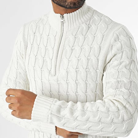 Only And Sons - Pull Col Zippé Kicker Life Beige Clair