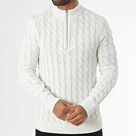 Only And Sons - Pull Col Zippé Kicker Life Beige Clair