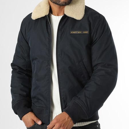 Schott NYC Blouson Col Fourrure B52X Bleu Marine LaBoutiqueOfficielle