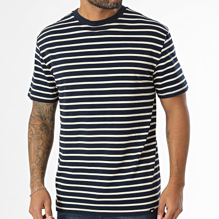 Tommy Jeans - Tee Shirt Regular Breton Stripe 9726 Bleu Marine Beige