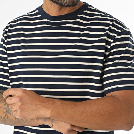 Tommy Jeans - Tee Shirt Regular Breton Stripe 9726 Bleu Marine Beige