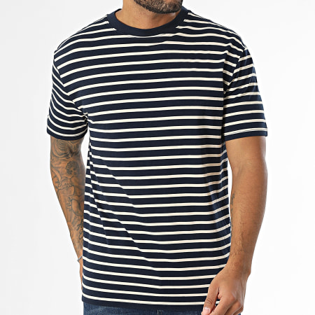 Tommy Jeans - Tee Shirt Regular Breton Stripe 9726 Bleu Marine Beige