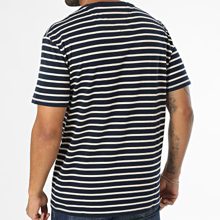 Tommy Jeans - Tee Shirt Regular Breton Stripe 9726 Bleu Marine Beige