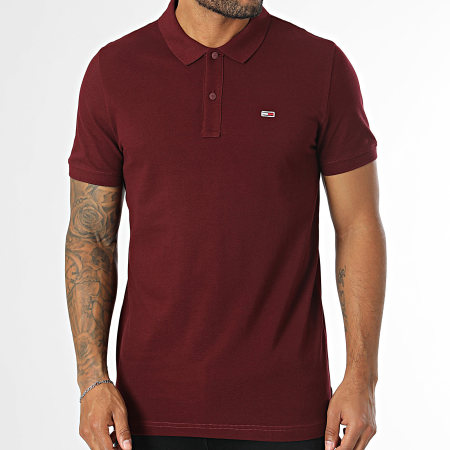 Tommy Jeans - Polo Manches Courtes Slim Placket 8312 Bordeaux
