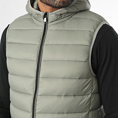 Kymaxx - Doudoune Sans Manches Capuche Vert Kaki Clair