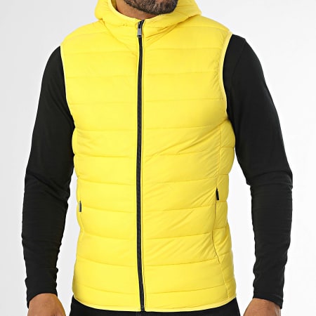 Kymaxx - Chaqueta amarilla sin mangas con capucha