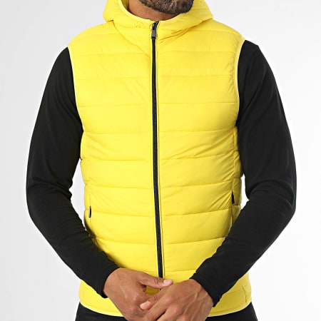 Kymaxx - Chaqueta amarilla sin mangas con capucha
